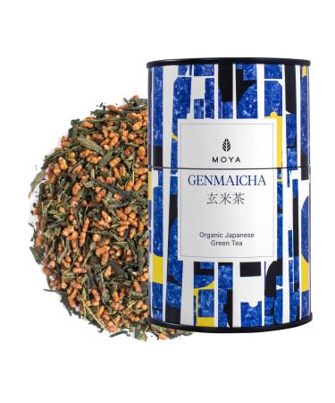 Organic Moya Gr n-Tee Genmaicha 60 G |Looset tea with roasted buffed brown rice |Green Genmai Cha from Japan |Vegan friendly |In multicolored metal can |Perfect gift 60 g (1 Pack)