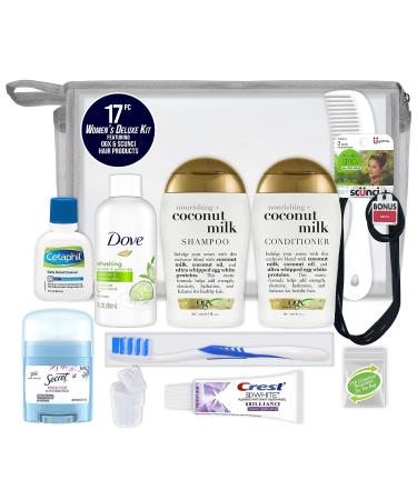 Women's Deluxe 17 PC Kit with Coconut Milk Hair, Face & Body Care - Travel-Size Essentials - Buy Online on SooperMarket.com