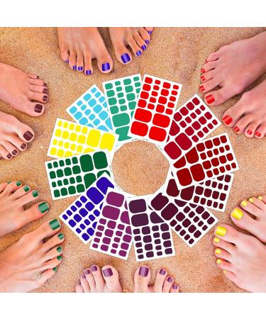 JSRQT 12 Sheets Full Toe Nail Stickers Solid Colors Toe Nail Polish Stickers Red Purple Brown Gel Nail Stickers with Nail File Full Toe Nail Wraps DIY Nail Decor Art Toenails Stickers for Women Girls - Buy Online on SooperMarket.com