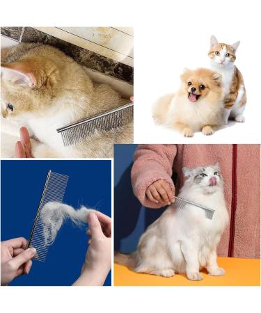 Professional Stainless Steel Pet Comb Rounded Teeth Dog Comb Fur Detangling Tool for Large Medium Small Dogs Cats Fur Detangling Tool (19cm x 3.5cm) - Buy Online on SooperMarket.com