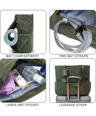 BOCMOEO Waterproof Yoga Mat Bag for Women | Shoulder Gym Bag with Mat Holder & Wet Pocket | Ideal for Gym, Yoga, Pilates, Travel, Beach | Green - Buy Online on SooperMarket.com