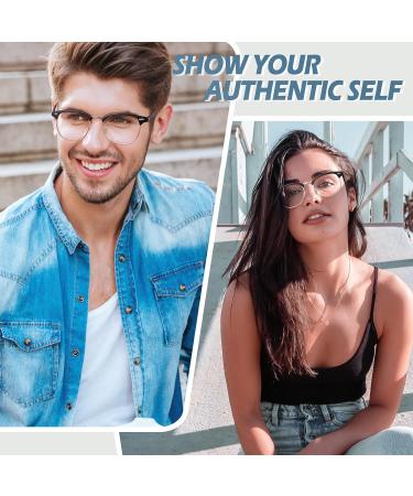 Shop CGID 50s Retro Nerd Glasses - Stylish Half Frame Horn Glasses | Rockabilly Geek Style in Glossy Black | International Shipping Available - Buy Online on SooperMarket.com