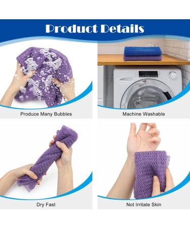 Windspeed 2Pcs African Body Exfoliating Net - Deep Cleaning Bath Sponge for Men and Women - Shower Scrubber - Stocking Stuffer - 80x30cm - Blue + Purple - Buy Online on SooperMarket.com