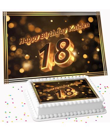 HAPPY BIRTHDAY GOLD PERSONALISED ICING EDIBLE COSTCO CAKE TOPPER AT-7138