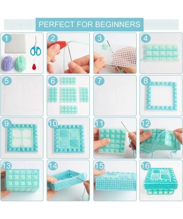 FREEBLOSS 4 Set Plastic Canvas Kit for Beginners - Mesh Sheets, Yarn for Embroidery, Knitting Projects - Buy Online on SooperMarket.com