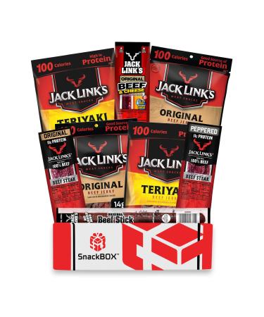 Jack Link's Beef Jerky Care Package  Gift Basket  Snack BOX (8 Items) Great for Valentines Day Date Night College Gift for Guys Camping Hunting and Much more!  by SnackBOX