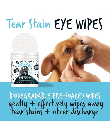 BUGALUGS Dog Eye Wipes 100 Biodegradable textured pre-soaked Dog Wipes. Safe & Easy Cleaning For Dogs - Pet Eye Wipes Remove Tear Stains Dog Eye Crust & Eye Discharge - Buy Online on SooperMarket.com