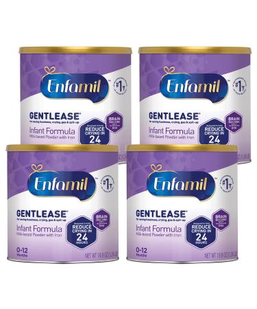 Enfamil Gentlease Baby Formula, Reduces Fussiness, Crying, Gas and Spit-up in 24 hours, DHA & Choline to support Brain development, Powder Can, 19.9 Oz, Pack of 4 (Total 79.6 Oz)