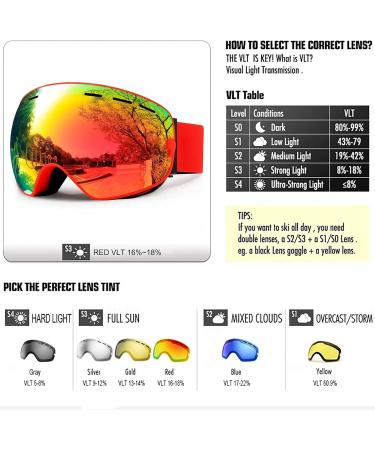 Shop Sposune OTG Ski Goggles - Anti-Fog Spherical Dual Lens UV400 Protection for Men & Youth Snowboard & Snowmobile Eyewear - Buy Online on SooperMarket.com