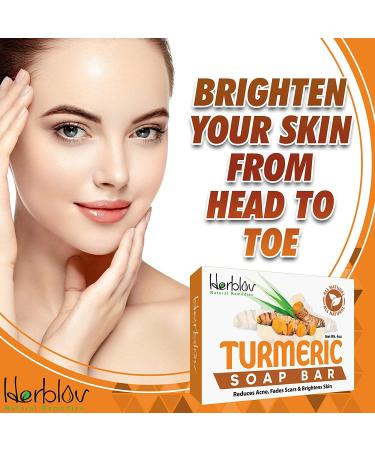 Herblov Turmeric Soap Bar for Face & Body - Natural Turmeric Skin Soap for Dark Spots, Intimate Areas, & Acne - 4oz Bar Soap for All Skin Types - Buy Online on SooperMarket.com