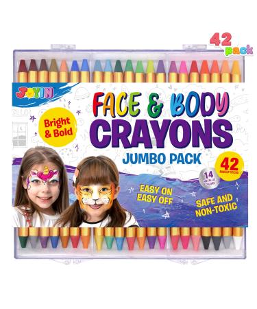42PCS Face and Body Paint Crayons, Face Painting Kit Safe and Non-Toxic Ultimate Party Pack Including 14 Metallic Colors for Birthday Makeup Party Supplies, Festivals, Gifts for Kids Girls Boys