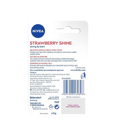 Nivea Lip Care Fruity Shine Strawberry 4.8g - Moisturizing Lip Balm for Soft, Smooth Lips - Buy Online on SooperMarket.com