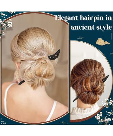 Dingion Wooden Hair Chopsticks - Japanese & Chinese Handmade Styles for Women | Bun Maker & Retro Pins with Flannel Bag - Buy Online on SooperMarket.com