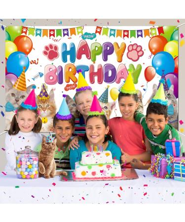 Cat Happy Birthday Backdrop Cat Birthday Party Decorations Kitten Photography Background for Pets Kitty Lover Kids Cat Theme Birthday Party Supplies - Buy Online on SooperMarket.com