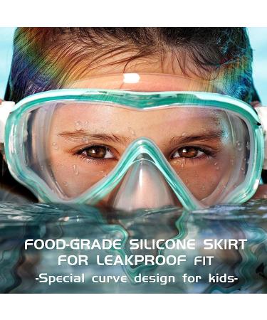 Seago Kids Swim Goggles Snorkel Diving Mask - Anti-Fog 180 Clear View for Youth (Ages 5-15) - Green - Buy Online on SooperMarket.com