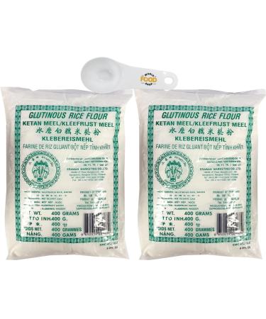 Erawan Glutinous Rice Flour 400g - Pack of 2 with World Food Shop Scoop - Premium Quality Multipurpose Cooking Essential