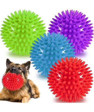 12cm Squeaky Dog Balls Toys for Medium Large Dogs 4 Pack Indestructible Dog Toys for Aggressive Chewers Spike Dog Balls for Clean Teeth and Training Dog Toys for Boredom and Stimulating 4pack