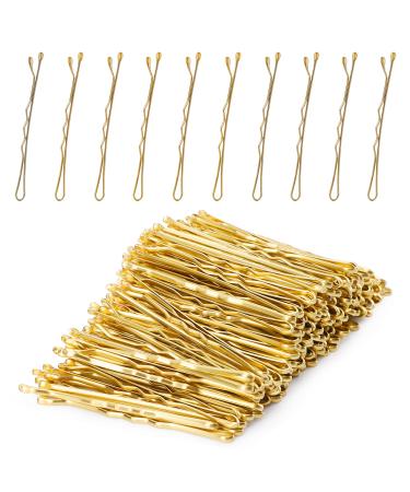 Laicky hairpins 200 Count blond hairpins with box for women lady girls children hairpin invisible wave hair handle hairpise hair clip Bulk hair jewelry (blond 5.2cm)