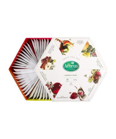 Acorus |Summer taste tea set |Tea range |Natural fruit tea set with 6 flavors |Tea gift set |Teebox with 60 tea bag summer taste fruit tea