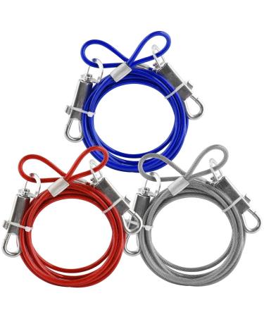 6FT PVC COVERED METAL TIE-OUT CABLE dog pet garden BLUE RED SILVER COLOUR