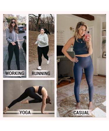 Highdays Women's 3 Pack Leggings with Pockets | High Waist Tummy Control Yoga Pants | Black, Black, Navy Blue | XX-Large - Buy Online on SooperMarket.com