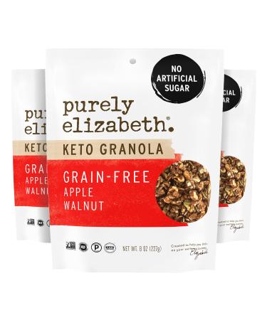 Purely Elizabeth Apple Walnut + MCT Oil Grain-Free Granola Gluten-Free Paleo Keto non-GMO 8oz (3 ct.)