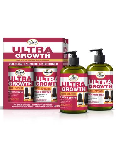 Difeel Ultra Growth with Basil & Castor Oil Shampoo & Conditioner 12 oz. 2-PACK