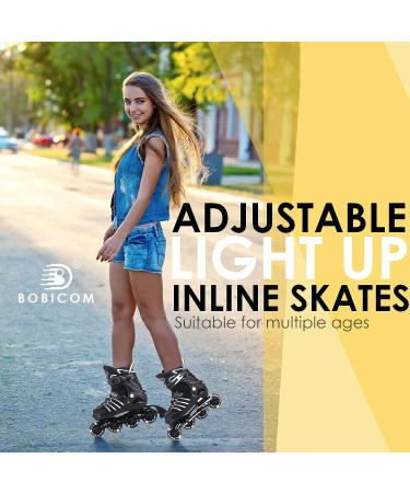 Adjustable Full Light Up Wheels Inline Skates for Kids & Adults - Black - Buy Online on SooperMarket.com