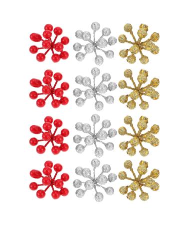 Zerodeko 24pcs Simulated Fruit Skewers Flower Picks for Bouquets Christmas Berry Picks Christmas Floral Picks Berry Twig Spray Nativity Decor Fruits Stems Foam Artificial Branch