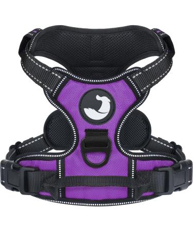 Joytale dog harness medium -sized dogs reflective soft padded dogs scrapes anti -train adjustable breathable breast dishes with safe simple control handle purple m m (1 Pack) purple