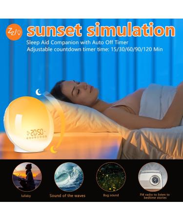 Baozily Light Alarm Clock Sunrise Sunset Simulation Double Alarms Snooze FM Radio & 11 Color Options Wake Up Naturally! - Buy Online on SooperMarket.com