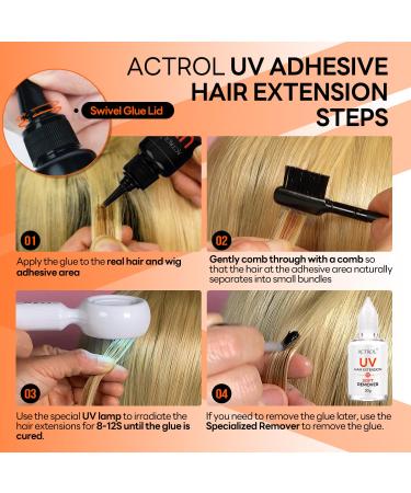 Premium Hair Extension UV Glue Kit - Waterproof & Mild 20g | Transparent Glue Remover & Brush for Perfect Hair Extensions - Buy Online on SooperMarket.com