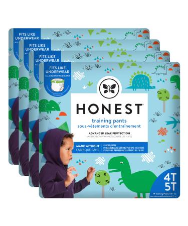The Honest Company Toddler Training Pants, Dinosaurs, 4T/5T, 76 Count, Eco-Friendly, Underwear-Like Fit, Stretchy Waistband & Tearaway Sides, Perfect for Potty Training 4T-5T (76 Count) Dinosaurs