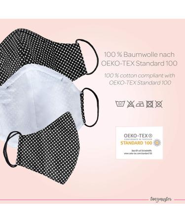 Buy Tanzmuster Washable Cotton Masks for Kids & Adults - 2-Ply Black & White Dotted - Nose Clip & Filter Pocket - OEKO-TEX Standard 100 | International Shipping Available - Buy Online on SooperMarket.com