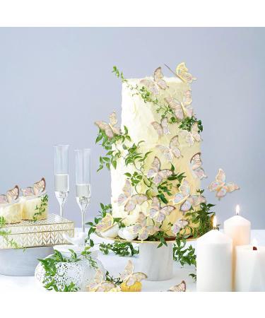 Blumomon 30pc 3D Butterfly Cake Toppers - Gold Rimmed Decorations for Weddings Baby Showers Birthdays & Parties - Buy Online on SooperMarket.com