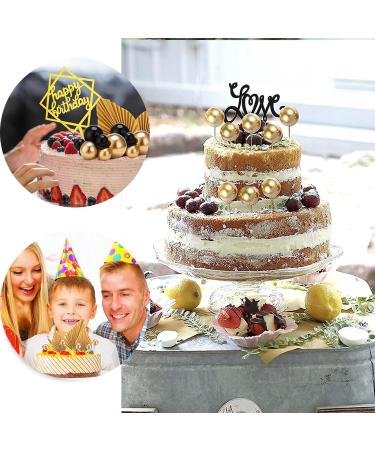 58pcs Black and Gold Balls Cake Toppers Decorations Gold Cake Decorations Black and Gold Ball Cake Decorations Gold Cake Topper Decorations Palm Leaf Cake Toppers Birthday Cake Decorations for Party. - Buy Online on SooperMarket.com