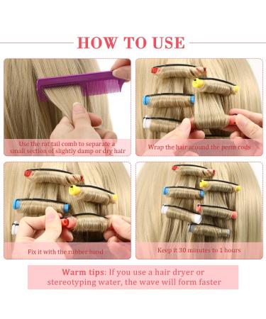 72 Pieces Short Plastic Hair Perm Rods Set - 6 Sizes Cold Wave Rods for Hair Curling - Hairdressing Tools with Tail Comb and Pintail Comb - Buy Online on SooperMarket.com