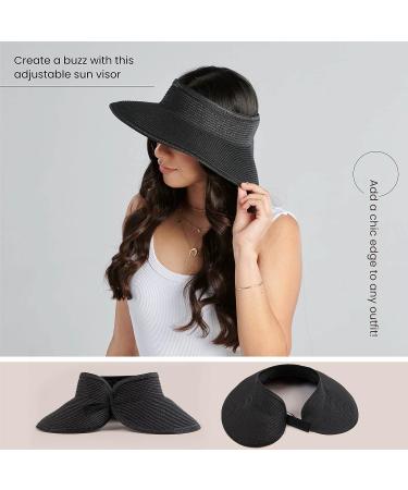 San Diego Hat Company Women's Adjustable Packable Roll-Up Visor - Black - Buy Online on SooperMarket.com