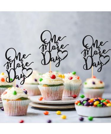 Arthsdite 24Pcs One More Day Cupcake Toppers Glitter Wedding Rehearsal Dinner Cupcake Picks Decoration for Wedding Countdown Theme Party Cake Decorations Supplies - Black Glitter - Buy Online on SooperMarket.com
