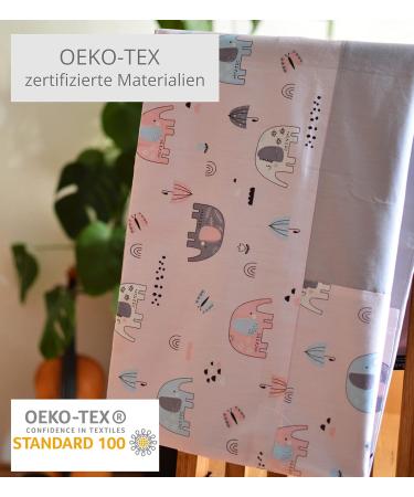 Elephant Pink Changing Mat Cover 75x85 cm - Removable 100% Cotton Baby Changing Pad Cover - Buy Online on SooperMarket.com