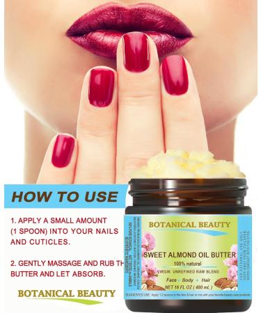 Botanical Beauty Sweet Almond Oil Butter - Pure Unrefined Raw 16 Fl Oz for Face Skin Body Hair & Nails - Buy Online on SooperMarket.com