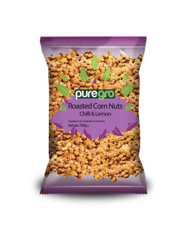 Puregro Roasted Corn Nuts Chilli & Lemon Flavour 750 grams | Pack of 1 | Premium Quality Spanish Crunchy Savoury Snack | Ready to Eat | Chilli & Lemon Flavour | Vegan Plant Based Snack