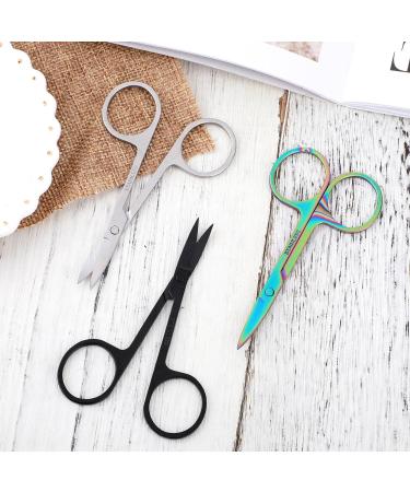 WLLHYF 3 Pack Small Eyebrow Facial Nose Hair Grooming Scissors Stainless Steel Mustache Eyelashes Trimmer Travel Scissors Kit Mini Curved Rounded Scissors for Eyebrow Cuticle Trimming Nasal Clippers - Buy Online on SooperMarket.com