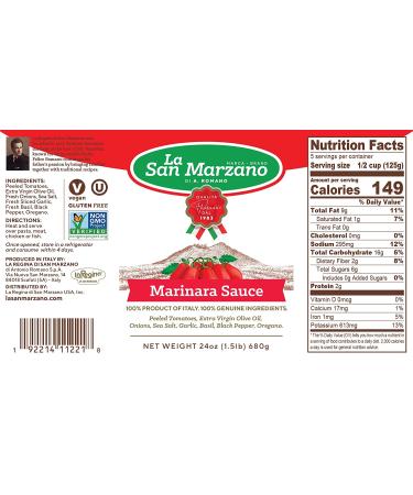 Authentic 24 Ounce Marinara Pasta Sauce - Made in Italy with San Marzano Tomatoes (Pack of 3) - Buy Online on SooperMarket.com