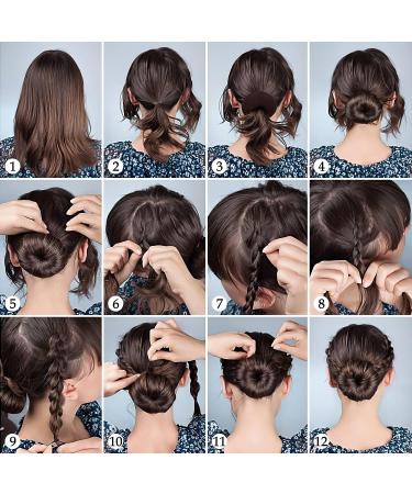 6-Piece Hair Bun Maker Set - Ring Style Donut Bun Shaper & Hair Accessories with Bobby Pins, Elastic Bands, and Ponytail Tools for Women, Girls, Kids - Black - Buy Online on SooperMarket.com