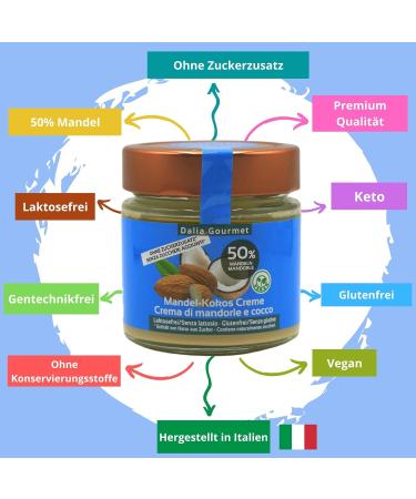 Dalia Nut Spreads - Sugar-Free High Nut Content Vegan & Gluten-Free | 4x200g | Made in Italy (Hazelnut Chocolate Almond-Tonka Almond Coconut) - Buy Online on SooperMarket.com
