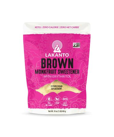 Lakanto Brown Monk Fruit Sweetener - Brown Sugar Substitute Zero Calorie Baking Vegan Keto Diet Friendly Zero Net Carbs Gluten Free Sugar Replacement Extract (Brown - 1 lb)