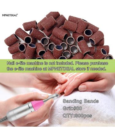 300pcs #80 Grit Sanding Bands for Acrylic Nails | Efile Nail Drill Bits Mandrel - Buy Online on SooperMarket.com