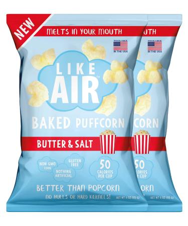 Like Air Baked Puffcorn (Butter & Salt) | 2 Large Multi-Serve Bags | 50 Calories Per Cup | Gluten Free | Nothing Artificial