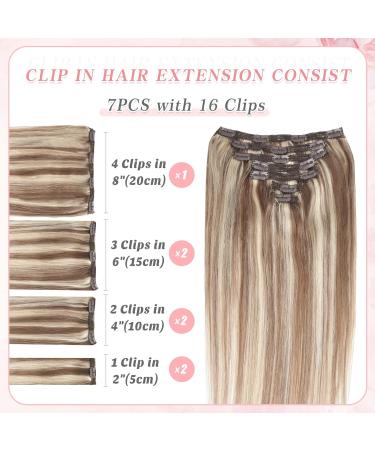 Vlasy Clip in Hair Extensions Human Hair 14 Inch (70 g) P16/60# - Seamless & Natural Thick Weft for Women - Buy Online on SooperMarket.com